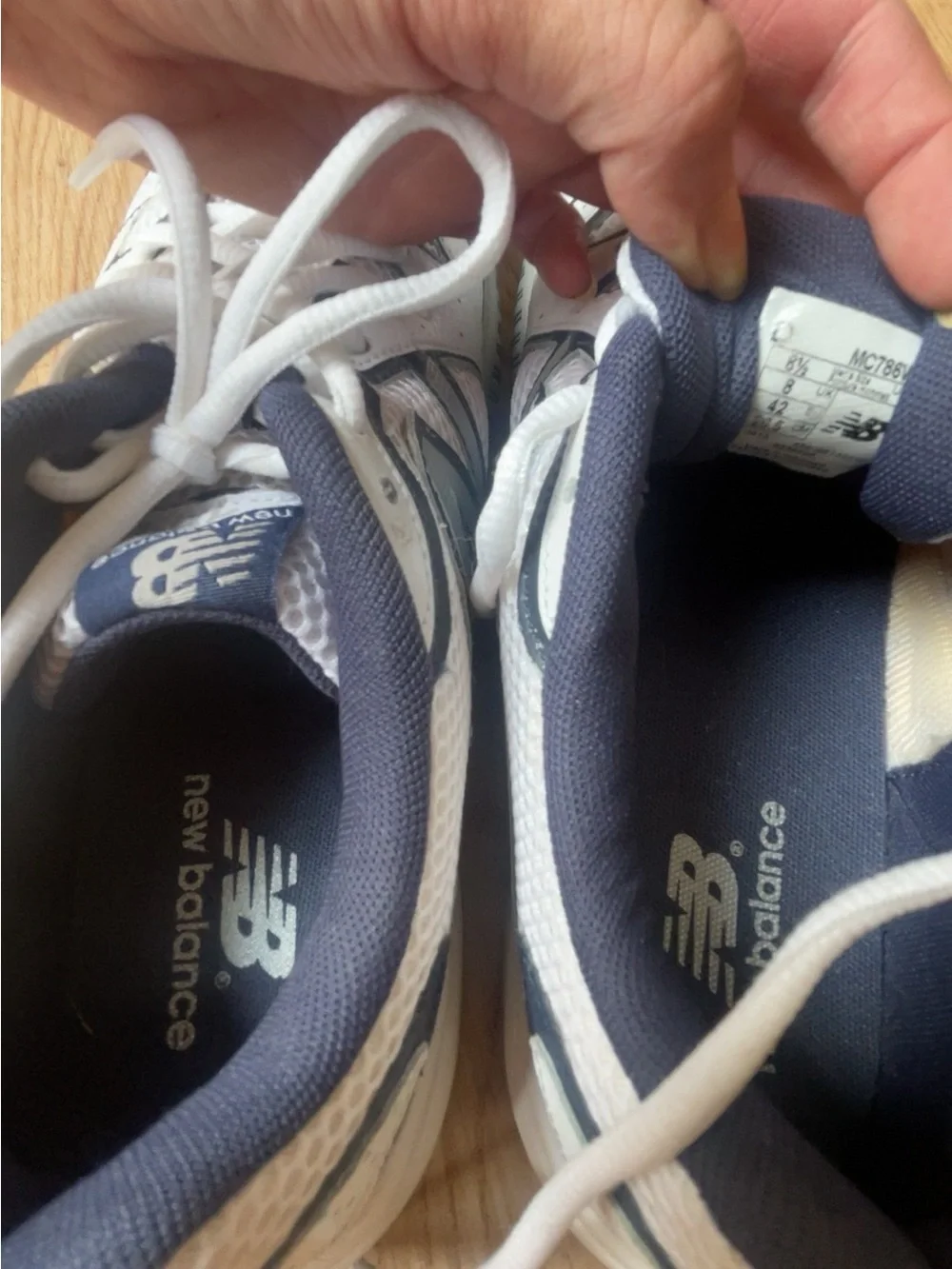 New Balance 786 White and Navy Athletic Running Shoes